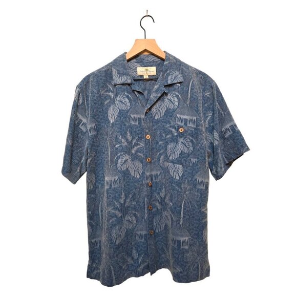Island Shores Vintage Silk Hawaiian Floral Short Sleeve Casual Button Down Sz M - Picture 1 of 7